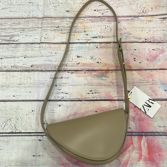 Zara Asymmetric Crossbody Bag Beige NWT - Picture 1 of 12